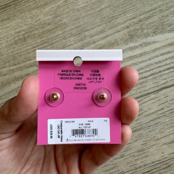 NWT Kate Spade Gold-tone Bow Pierced Earrings - Picture 3 of 3